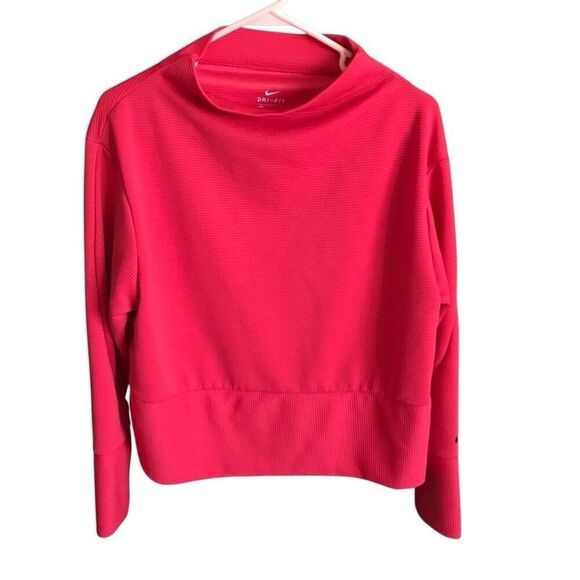 Nike Tops - Nike Dri fit mock neck long sleeve red top athletic ribbed shirt SZ M